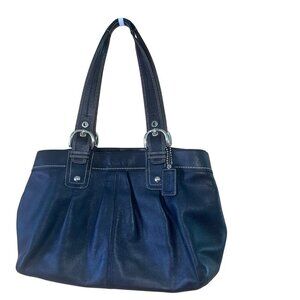 Coach Womens Tote Bag Black Adjustable Straps Leather Hardware 3 Compartments